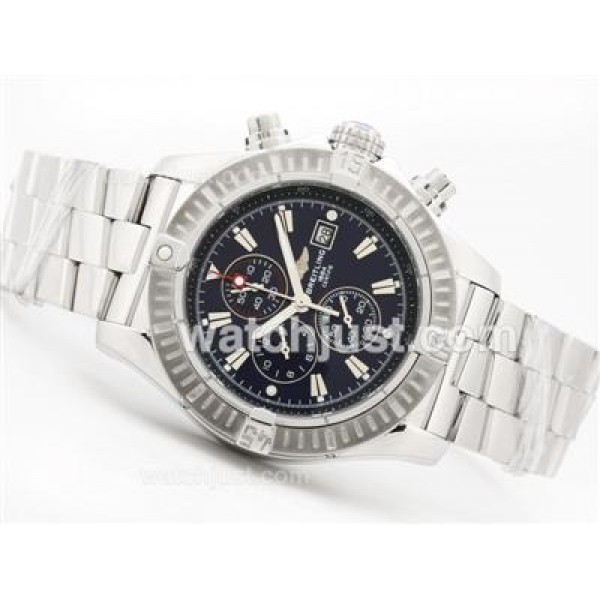 Breitling Super Avenger Working Chronograph with Blue Dial-Stick Marking S/S