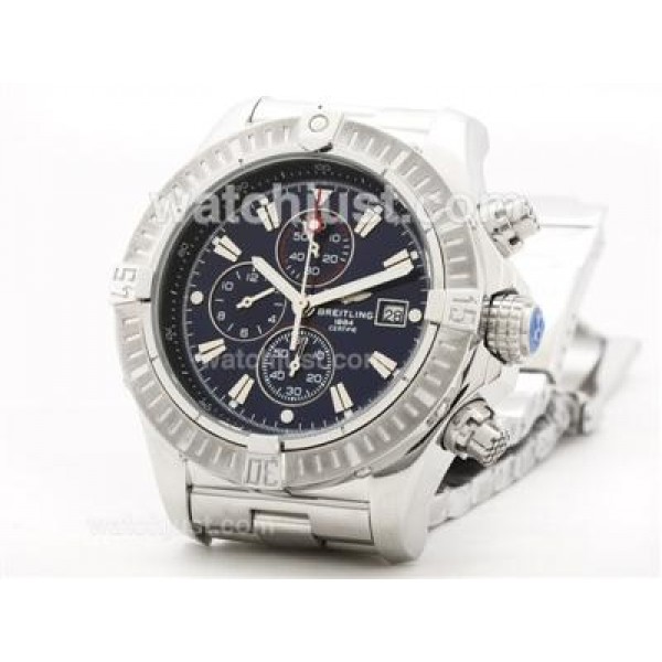 Breitling Super Avenger Working Chronograph with Blue Dial-Stick Marking S/S