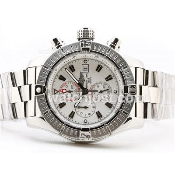 Breitling Super Avenger Working Chronograph with White Dial-Stick Marking S/S
