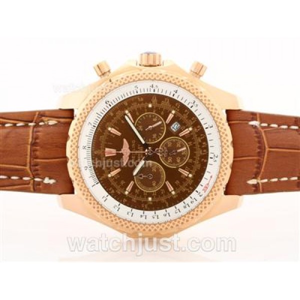 Breitling For Bentley Working Chronograph Rose Gold Case Brown Dial