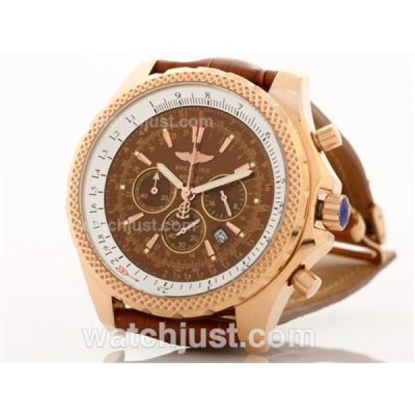 Breitling For Bentley Working Chronograph Rose Gold Case Brown Dial