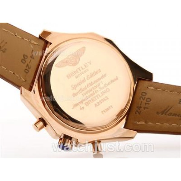 Breitling For Bentley Working Chronograph Rose Gold Case Brown Dial