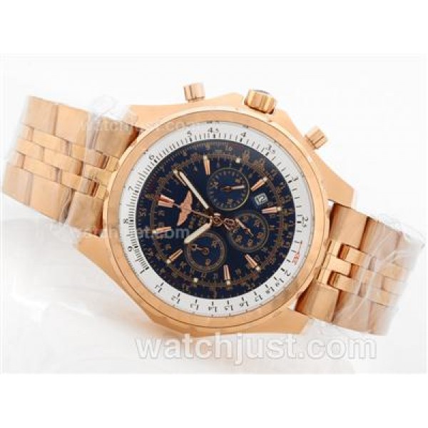 Breitling For Bentley Motors T Working Chronograph Rose Gold Case with Blue Dial