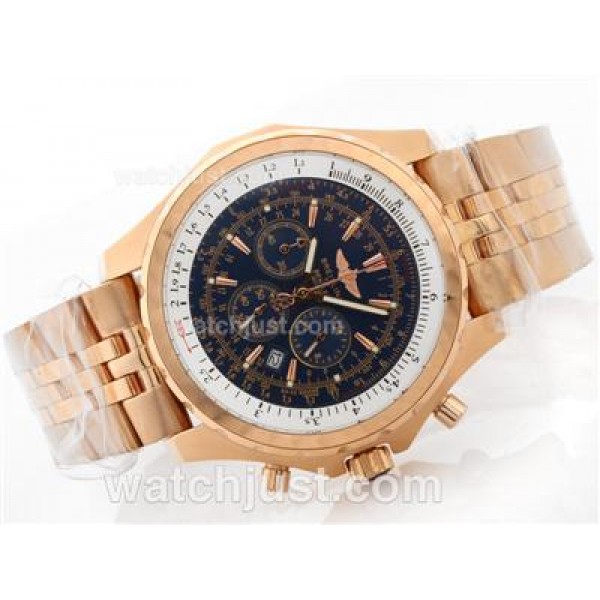 Breitling For Bentley Motors T Working Chronograph Rose Gold Case with Blue Dial