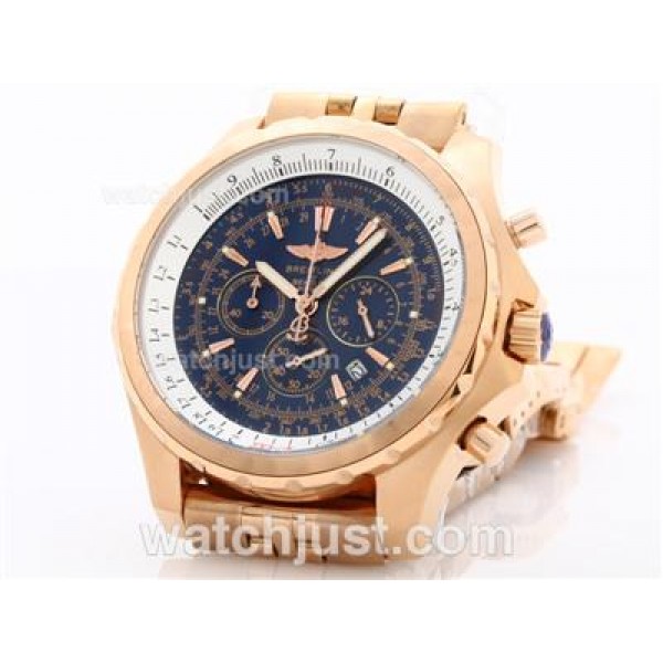 Breitling For Bentley Motors T Working Chronograph Rose Gold Case with Blue Dial