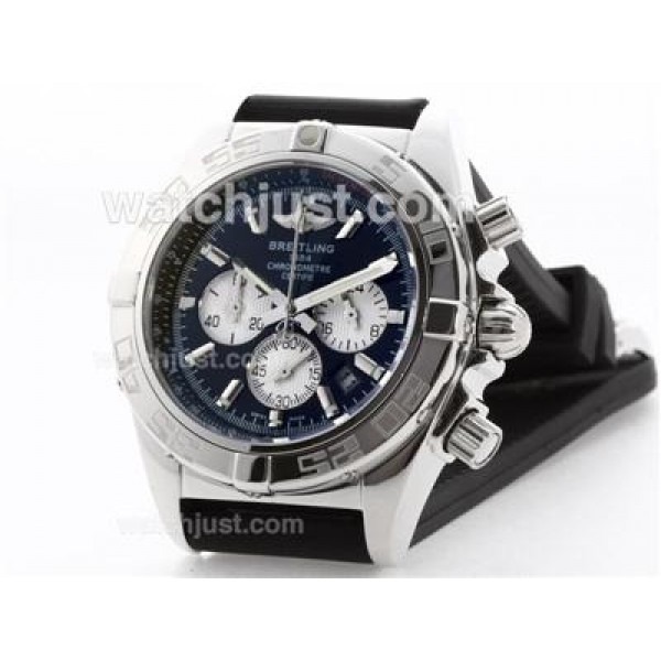 Breitling Chronomat B01 Working Chronograph with Black Dial-Stick Marking-Rubber Strap