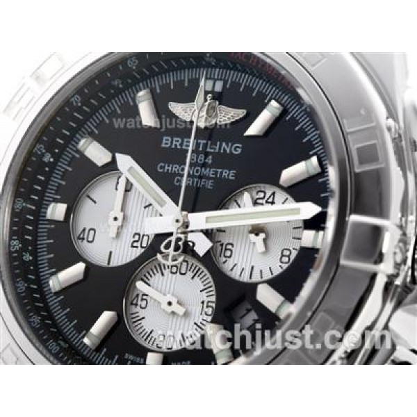 Breitling Chronomat B01 Working Chronograph with Black Dial-Stick Marking-Rubber Strap