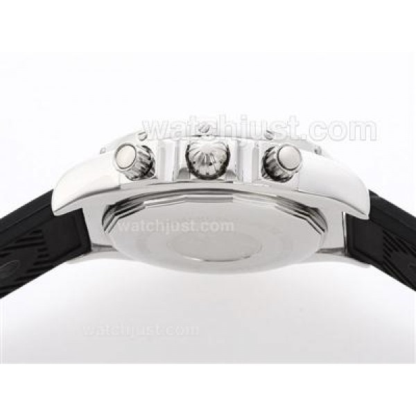 Breitling Chronomat B01 Working Chronograph with Black Dial-Stick Marking-Rubber Strap