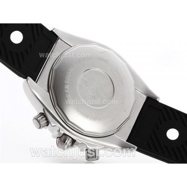 Breitling Chronomat B01 Working Chronograph with Black Dial-Stick Marking-Rubber Strap