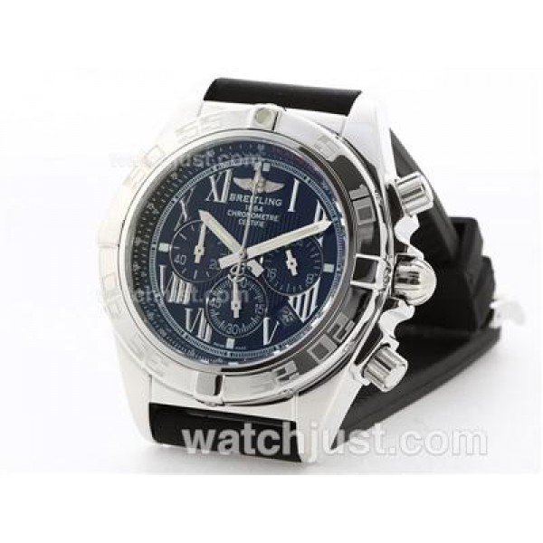 Breitling Chronomat B01 Working Chronograph with Black Dial-Roman Marking-Rubber Strap