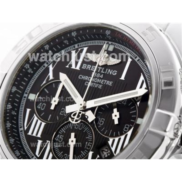 Breitling Chronomat B01 Working Chronograph with Black Dial-Roman Marking-Rubber Strap