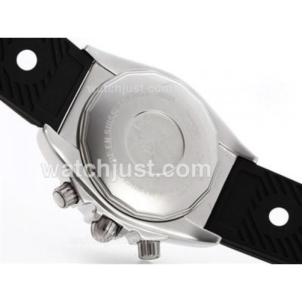 Breitling Chronomat B01 Working Chronograph with Black Dial-Roman Marking-Rubber Strap