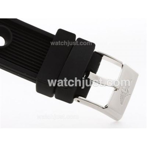 Breitling Chronomat B01 Working Chronograph with Black Dial-Roman Marking-Rubber Strap