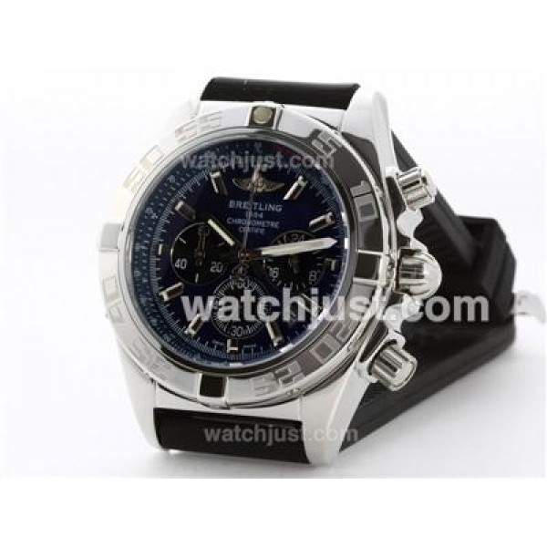 Breitling Chronomat B01 Working Chronograph with Blue Dial-Stick Marking-Rubber Strap