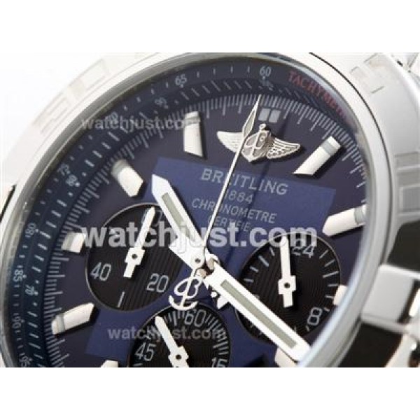 Breitling Chronomat B01 Working Chronograph with Blue Dial-Stick Marking-Rubber Strap