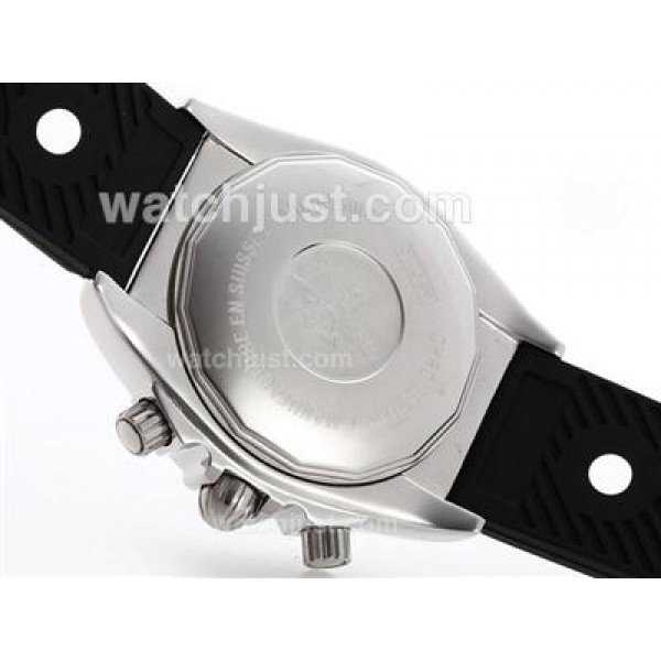 Breitling Chronomat B01 Working Chronograph with Blue Dial-Stick Marking-Rubber Strap