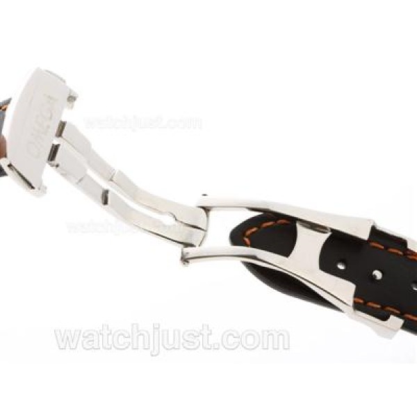 Omega Leather Strap with Deployant Buckle-22mm For Swiss Version