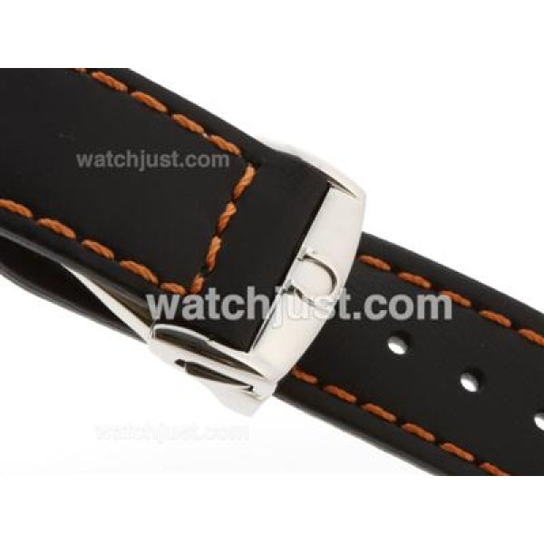 Omega Leather Strap with Deployant Buckle-22mm For Swiss Version