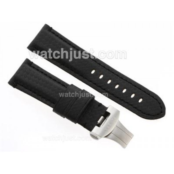 Panerai Carbon Fibre Style Leather Strap with Deployant Buckle-24mm
