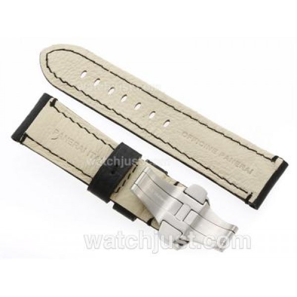 Panerai Carbon Fibre Style Leather Strap with Deployant Buckle-24mm