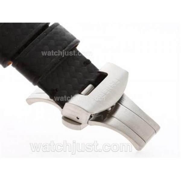 Panerai Carbon Fibre Style Leather Strap with Deployant Buckle-24mm