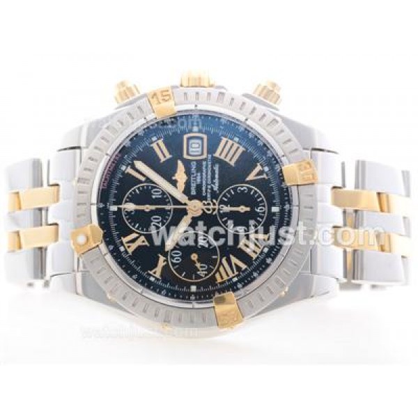 Breitling Chronomat Evolution Chrono Swiss Valjoux 7750 Movement Two Tone with Roman Marking-Black