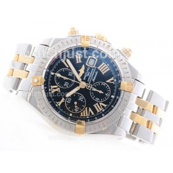 Breitling Chronomat Evolution Chrono Swiss Valjoux 7750 Movement Two Tone with Roman Marking-Black