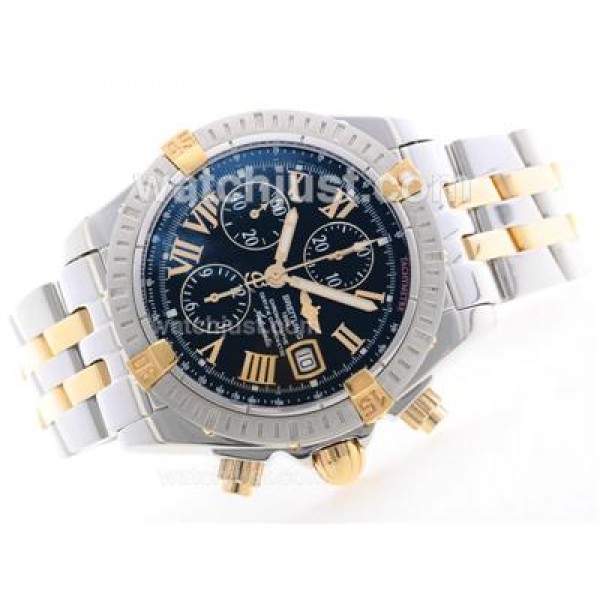 Breitling Chronomat Evolution Chrono Swiss Valjoux 7750 Movement Two Tone with Roman Marking-Black