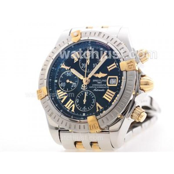 Breitling Chronomat Evolution Chrono Swiss Valjoux 7750 Movement Two Tone with Roman Marking-Black