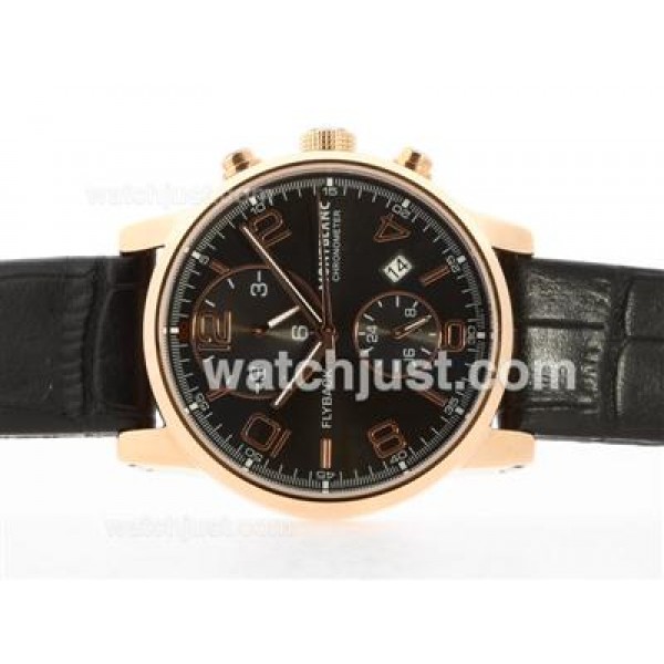 Montblanc Classic Flyback Automatic Rose Gold Case with Black Dial -Leather Strap