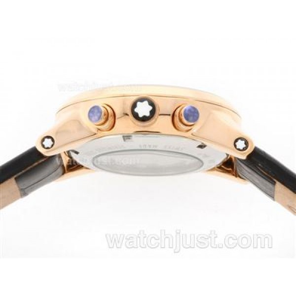 Montblanc Classic Flyback Automatic Rose Gold Case with Black Dial -Leather Strap