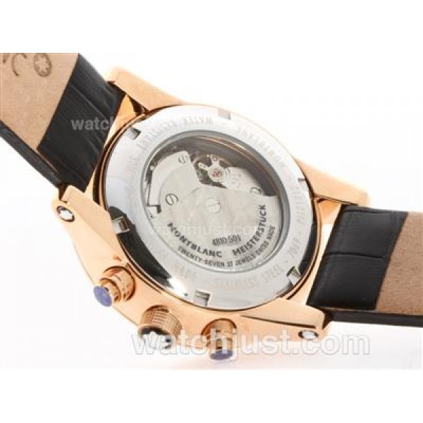 Montblanc Classic Flyback Automatic Rose Gold Case with Black Dial -Leather Strap