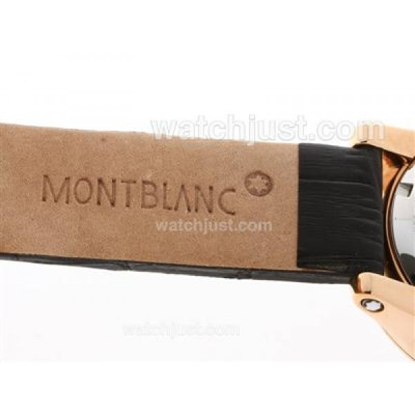 Montblanc Classic Flyback Automatic Rose Gold Case with Black Dial -Leather Strap