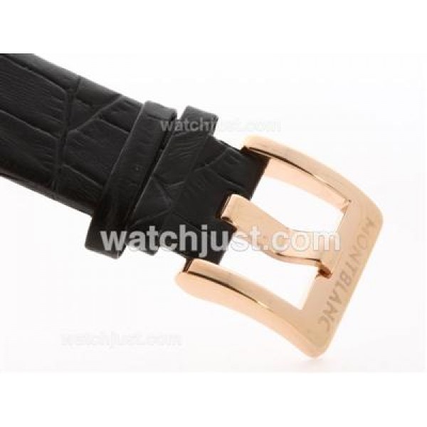 Montblanc Classic Flyback Automatic Rose Gold Case with Black Dial -Leather Strap