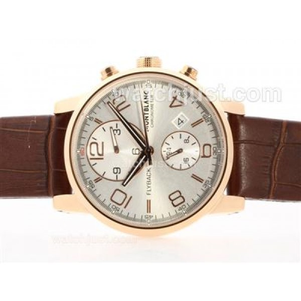 Montblanc Classic Flyback Automatic Rose Gold Case with White Dial - Leather Strap