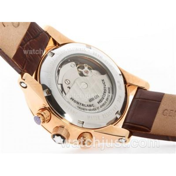 Montblanc Classic Flyback Automatic Rose Gold Case with White Dial - Leather Strap