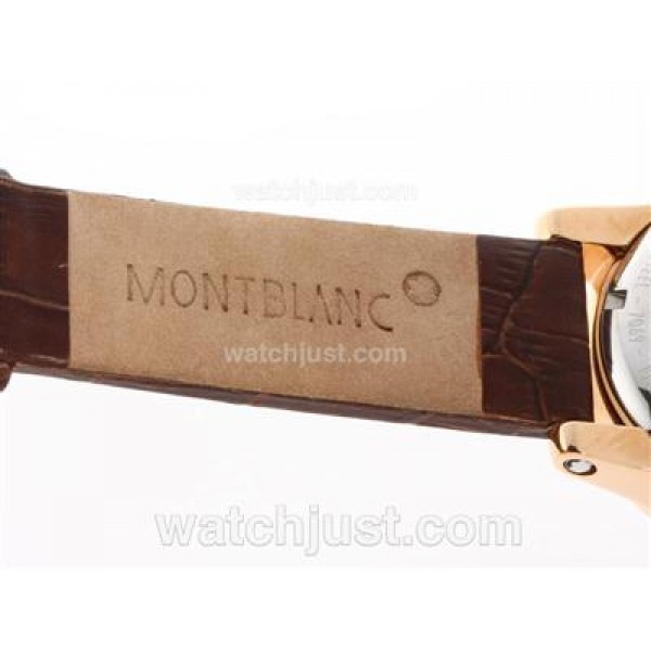Montblanc Classic Flyback Automatic Rose Gold Case with White Dial - Leather Strap