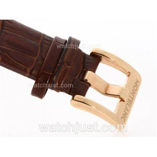 Montblanc Classic Flyback Automatic Rose Gold Case with White Dial - Leather Strap