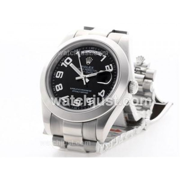 AAA 41 MM Quality Rolex Day-Date II Fake Watches With Black Dials For Men