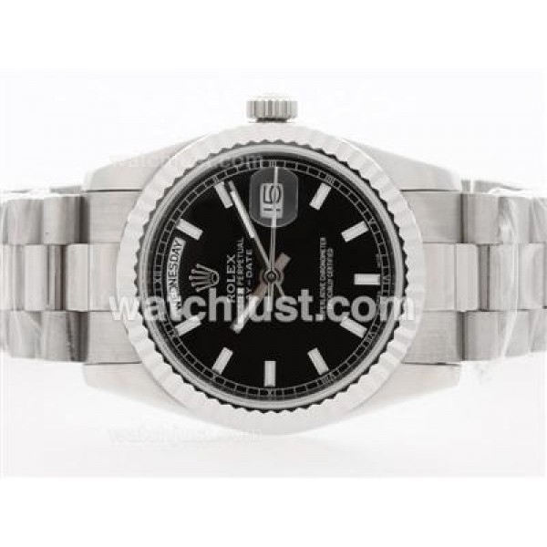 Best 1:1 Rolex Day-Date Fake Watches With Black Dials For Men