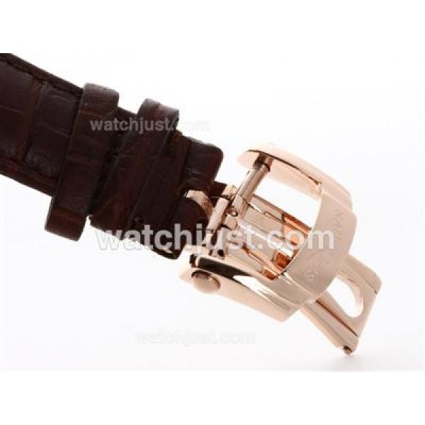 Patek Philippe Brown Leather Strap with Rose Gold Deployment Buckle For Nautilis Jumbo Model