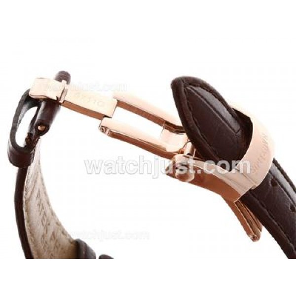 Patek Philippe Brown Leather Strap with Rose Gold Deployment Buckle For Nautilis Jumbo Model