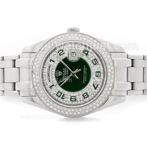 Best Quality Rolex Day-Date Masterpiece Fake Watches With Green & Diamonds Dials For Sale