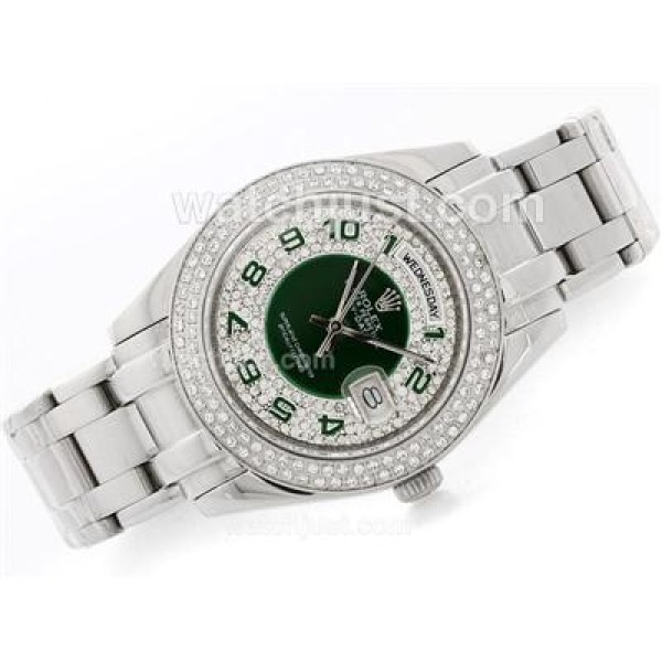 Best Quality Rolex Day-Date Masterpiece Fake Watches With Green & Diamonds Dials For Sale