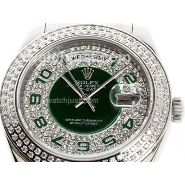 Best Quality Rolex Day-Date Masterpiece Fake Watches With Green & Diamonds Dials For Sale