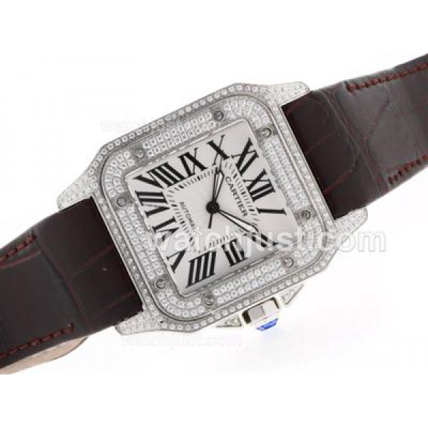 UK Best Quality Cartier Santos 100 Replica Watches With White Dials For Sale