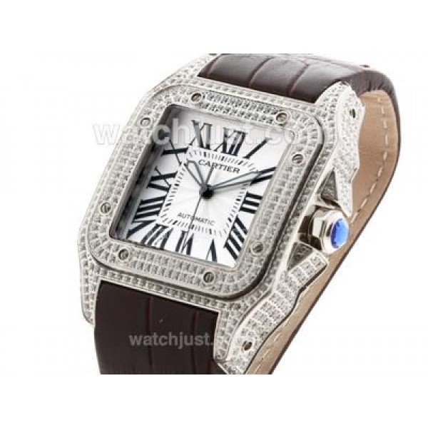 UK Best Quality Cartier Santos 100 Replica Watches With White Dials For Sale