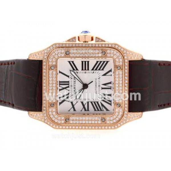 Best 1:1 Cartier Santos 100 Replica Watches With White Dials For Men