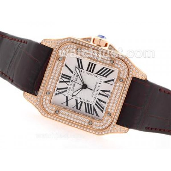 Best 1:1 Cartier Santos 100 Replica Watches With White Dials For Men