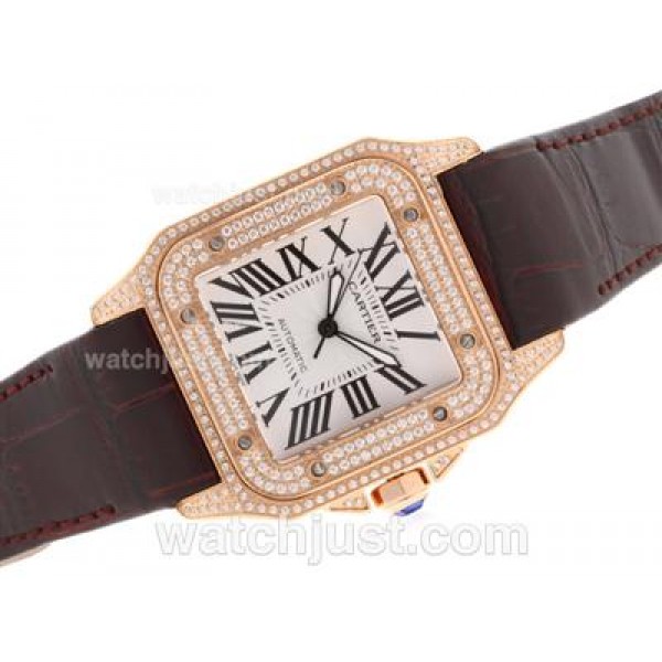 Best 1:1 Cartier Santos 100 Replica Watches With White Dials For Men